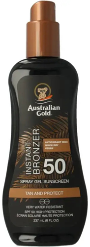 Australian Gold SPF 50 Spray Gel met Bronzer - 237 ml