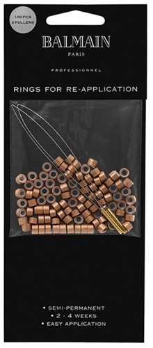 Balmain 100 Rings + 2 Pullers - Light Brown