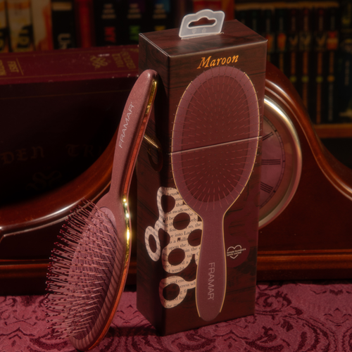 Framar Dark Academia Detangle Brush - Maroon-2