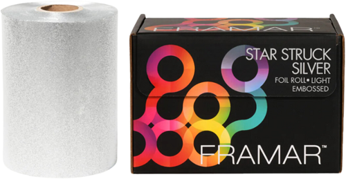 Framar Embossed Star Struck Silver Foil Roll Medium - 98 m