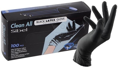 Sibel Latex Handschoenen Zwart 100 st - Maat S