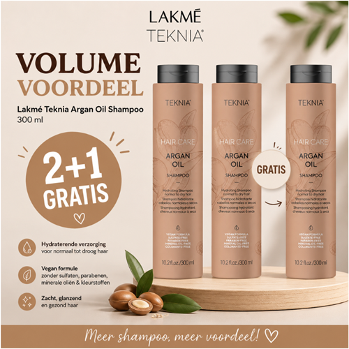 Volumevoordeel Lakmé Teknia Argan Oil Shampoo - 300 ml - 2 + 1 gratis